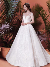 A classic Ball Gown with Sweetheart Neckline Sexy V-back Long See Through Sleeves