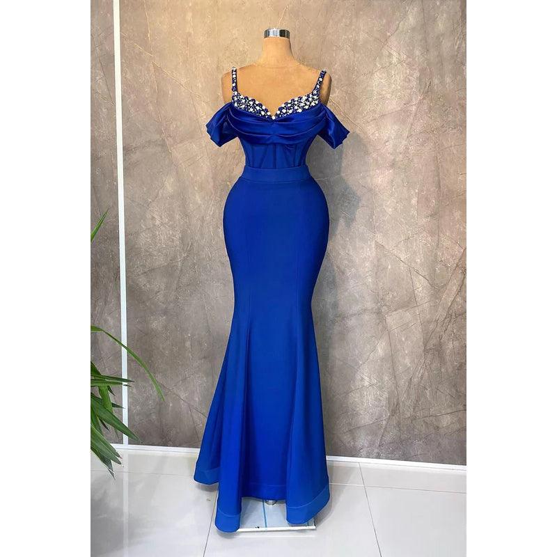 NumberSea-Rhinestones Straps Cap Sleeves Mermaid V-Neck Party Formal Prom Dress As Picture / 20W