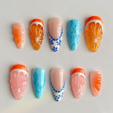 Coastal Citrus Handmade gel false nails press on nails