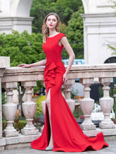 Numbersea Mermaid Column Elegant Fashion Formal Evening Dresses Cap Sleeveless with Slit Floor Length