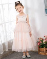 NumberSea - Pink Tulle Sleeveless Girls Princess Dresses Birthday Dress Children's Occasion Wear Party Dresses