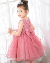NumberSea - Fashion Pink Sleeveless Girls Princess Dresses Children's Occasion Wear Bow Tie Party Dresses