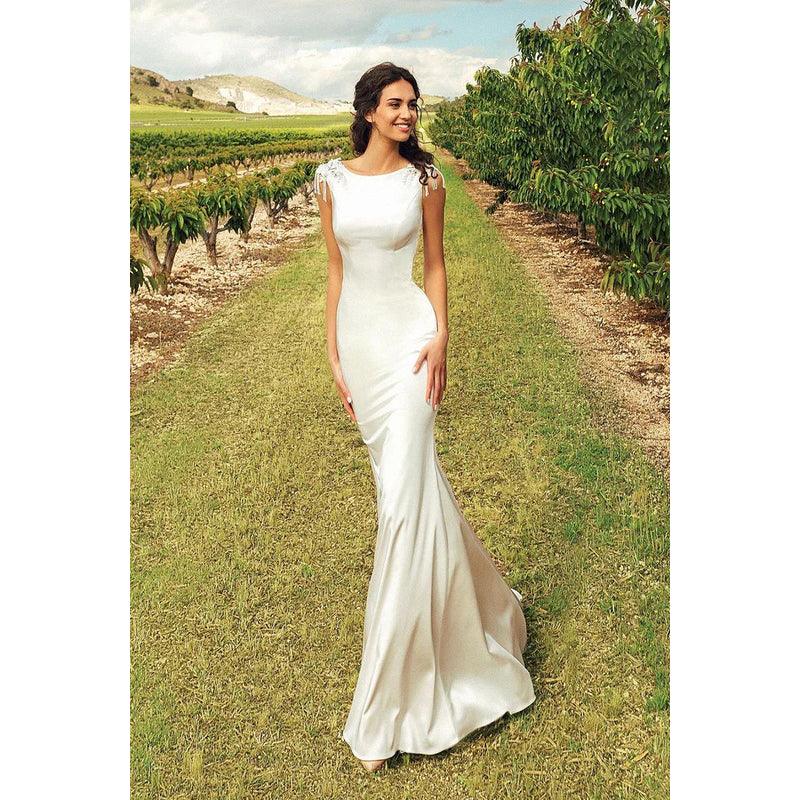 NumberSea-Simple & Sexy Backless Sleeveless Mermaid Wedding Prom Dress NumberSea-Simple & Sexy Backless Sleeveless Mermaid Wedding Prom Dress
