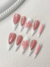 Pink Sakura Handmade gel false nails press on nails