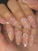 Peachy Blossom Handmade gel false nails press on nails