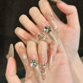 New Style Luxurious Temperament Cat-eye Flash Zirconia Shattered Diamond Handcrafted Wear-on Nails