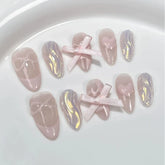 Fashionable Almond Nail Decals Popular Press Glue for Finger Application