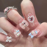 Cartoon pink Gel Press on Nails Beautiful Girl Kawaii Cute Nails Stick on Nails