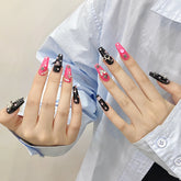 High Quality French Reusable Glue Glitter Luxury Millennial Hot Girl Sweet Cool Style Handmade Stick-on Nails