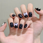 New Style 3D Hand-molded Cute Polka Dot Bow Short Nails