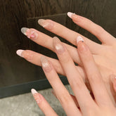 Exquisite Ice Flower Handcrafted 3D Peach pink French Spring and Summer Pure Handmade Nail Art