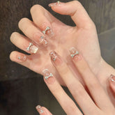 French Ice Translucent Cat-eye Lily-of-the-valley Three-dimensional Carved Short Nail Art