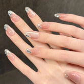 New Style Cat-eye Nail Tips with Shattered Crystals, Exuding a Cold and Sophisticated Aura, Handcrafted for Wearing