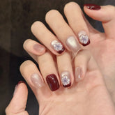 French Ice Translucent Cat-eye Lily-of-the-valley Three-dimensional Carved Short Nail Art