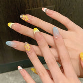 High Quality Macaron Color 3D Carved Spring and Summer Detachable Handcrafted Nail Wear