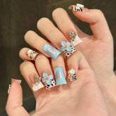 Own Brand Custom Design Short Duckbill 3D Floral Flower Handmade Nail Art