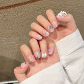 New Style Glitter Luxury Stick on Nails Short Nails Cute Bow Heart Diamond Press on Nails