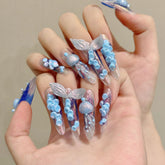 In vogue Hand-painted 3D Jellyfish Mermaid Nail Art with a Cool Atmosphere, Long-lasting Wear