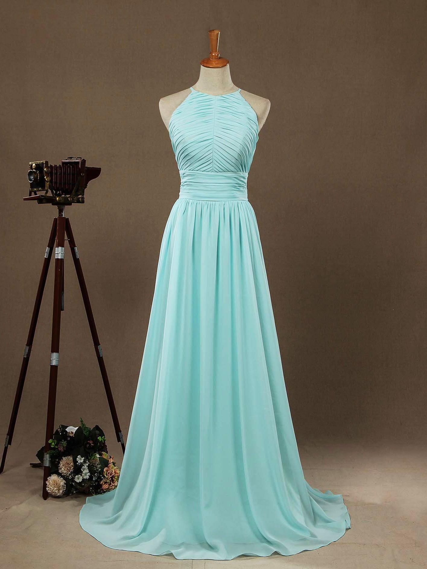 NumberSea-Chiffon Floor Length Prom Dresses A-Line Halter Open Back Pleats NumberSea-Chiffon Floor Length Prom Dresses A-Line Halter Open Back Pleats