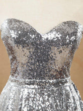 NumberSea - Numbersea Silver Sweetheart Sequin A - line Bridesmaid dress 0001