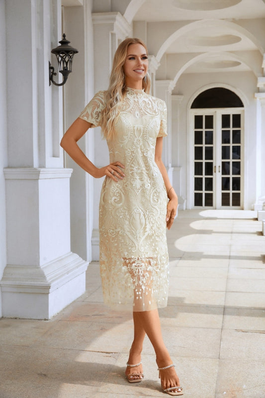Ladies Embroidery Short-Sleeved Chinese Style Short Evening Dress Party Wedding Shopping Sea28105