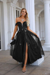 Ladies Chiffon V Neck Hanging Sleeves Tulle Embroidery Floor Length Bridesmaid Evening Dress Prom Party Wedding Evening Dress 28127-numbersea