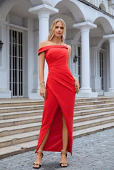 Ladies Satin One Shoulder Strap One Shoulder Slim Fit Evening Dress Party Beach Wedding Evening Dress 28094 - numbersea