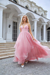 Ladies Organza V Neck Corset Puffy Floor Length Bridesmaid Evening Dress Beach Wedding Sea28100