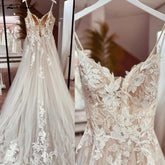 NumberSea NumberSea Spaghetti Straps Lace Wedding Dress Open Back Civil Bridal Bohemian Wedding Gowns Vestidos de Nova