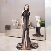 Women's Sexy Evening Dress Beaded Formal Dresses Long Prom Dresses for Women - numbersea