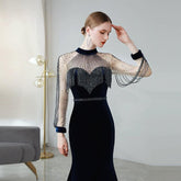 Women's Sexy Evening Dress Mermaid Prom Dresses Long Beaded Formal Dresses for Women - numbersea