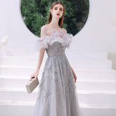 Women's A-Line Evening Dress Beaded Sexy Prom Dresses Long Formal Dresses for Women - numbersea