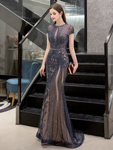 Women's Mermaid Evening Dress Long Sexy Prom Dresses Sleeveless Beaded Formal Dresses - numbersea