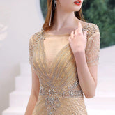 Women's Mermaid Evening Dress Sexy Beaded Prom Dresses Long Formal Dresses for Women - numbersea