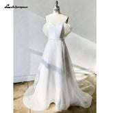 NumberSea Sexy Off Schulter A Linie Brautkleider Tüll Boho Braut Kleid Rückenfrei Sweep Zug vestidos de novia