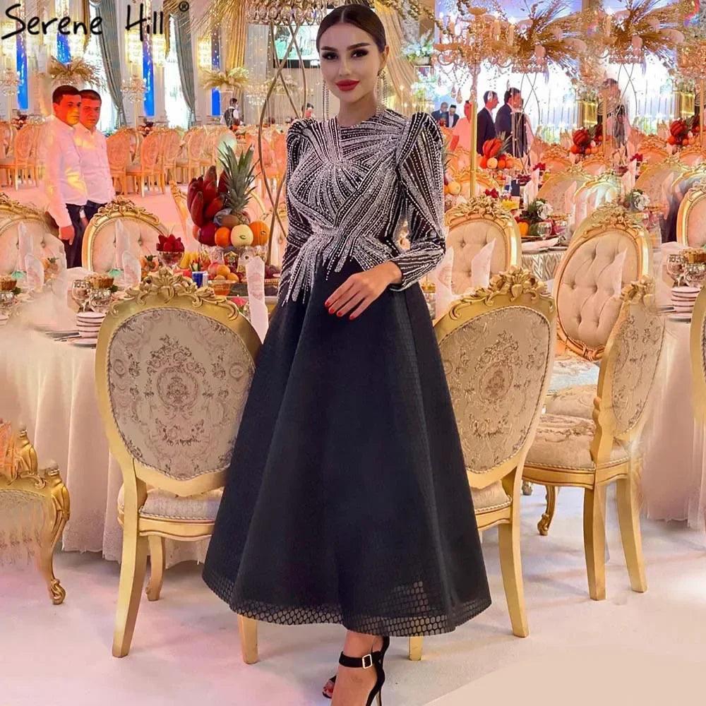 NumberSea-Serene Hill Muslim Black A-Line Midi Luxury Beaded Ankle Length Evening Dresses Gowns 2024 For Women Party LA71290 Black NumberSea-Serene Hill Muslim Black A-Line Midi Luxury Beaded Ankle Length Evening Dresses Gowns 2024 For Women Party LA71290 Black