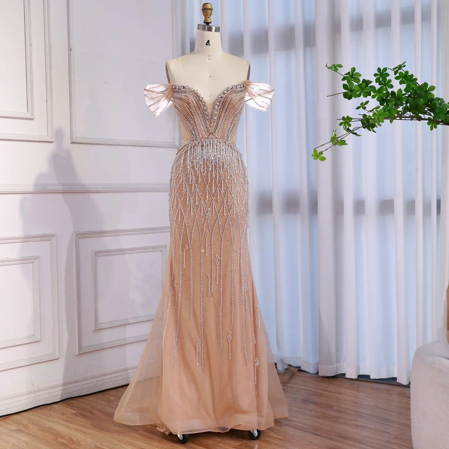 off the shoulder nude dress Luxury Beaded Tassel Evening – NumberSea Skirt Length:48 the dress exudes a Blue Floral A Line 50% Polyester 50% Metallic - Lining: 100% Recycled Polyester