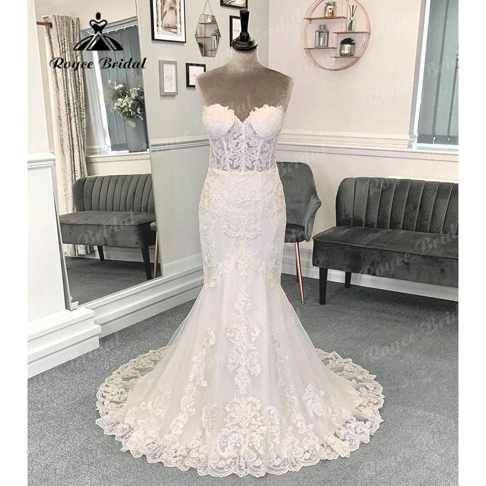 NumberSea-NumberSea Vintage Lace Sweetheart Neckline Mermaid Off Shoulder Wedding Dress for Women 2024 Appliques Bridal Gown robe de soire femme NumberSea-NumberSea Vintage Lace Sweetheart Neckline Mermaid Off Shoulder Wedding Dress for Women 2024 Appliques Bridal Gown robe de soire femme