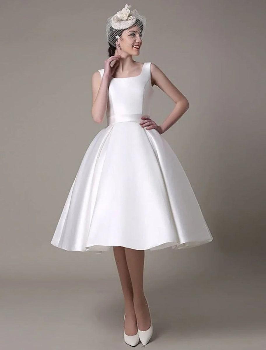 A-Line Cocktail Dresses Party Dress Graduation Wedding Guest Knee Length Sleeveless Square Neck Satin with Pleats US 22Plus / UK 26 / EU 52