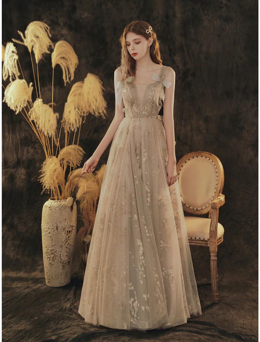 A-Line Elegant Floral Engagement Formal Evening Dress Scoop Neck Sleeveless Floor Length Tulle with Bow(s) Pleats, US 6 / UK 10 / EU 36 A-Line Elegant Floral Engagement Formal Evening Dress Scoop Neck Sleeveless Floor Length Tulle with Bow(s) Pleats, US 6 / UK 10 / EU 36