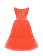 NumberSea - A - Line Homecoming Dresses Corsets Dress Party Wear Knee Length Sleeveless Strapless Tulle with Pleats