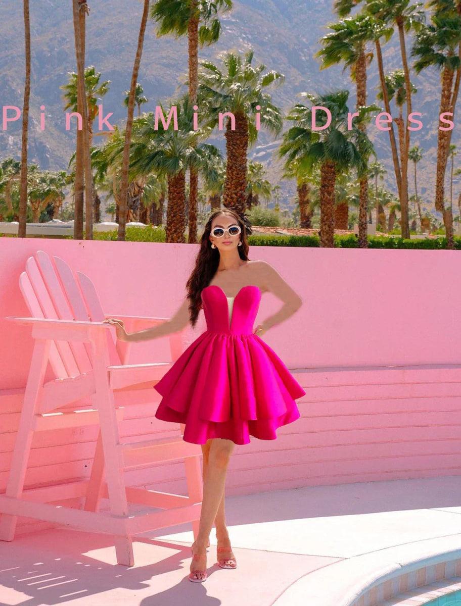 pink mini dress graduation Short Pink Graduation Dresses