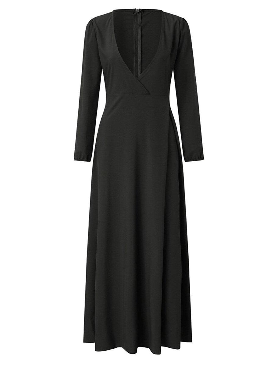 A-Line Minimalist Elegant Wedding Guest Formal Evening Dress V Neck Long Sleeve Floor Length Stretch Chiffon with Pure Color Strappy US 24Plus / UK 28 A-Line Minimalist Elegant Wedding Guest Formal Evening Dress V Neck Long Sleeve Floor Length Stretch Chiffon with Pure Color Strappy US 24Plus / UK 28