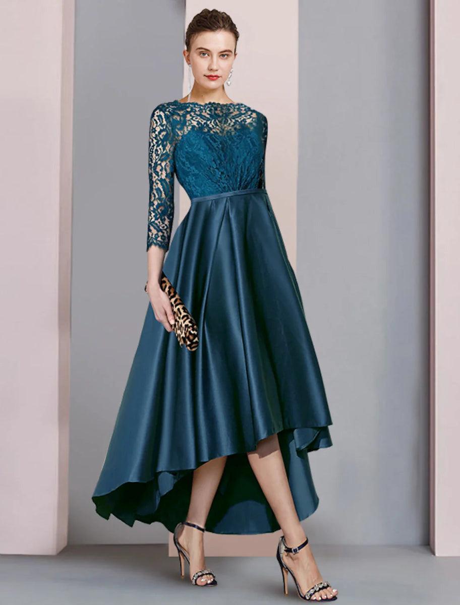 A-Line Mother of the Bride Dress Formal Wedding Guest Elegant High Low