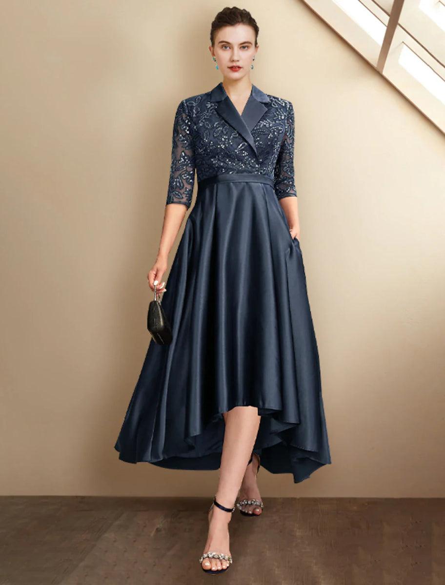 mother of the bride shirt dress A-Line Mother of the Bride Dress Plus Size Elegant High Low Shirt Coll BL Dress