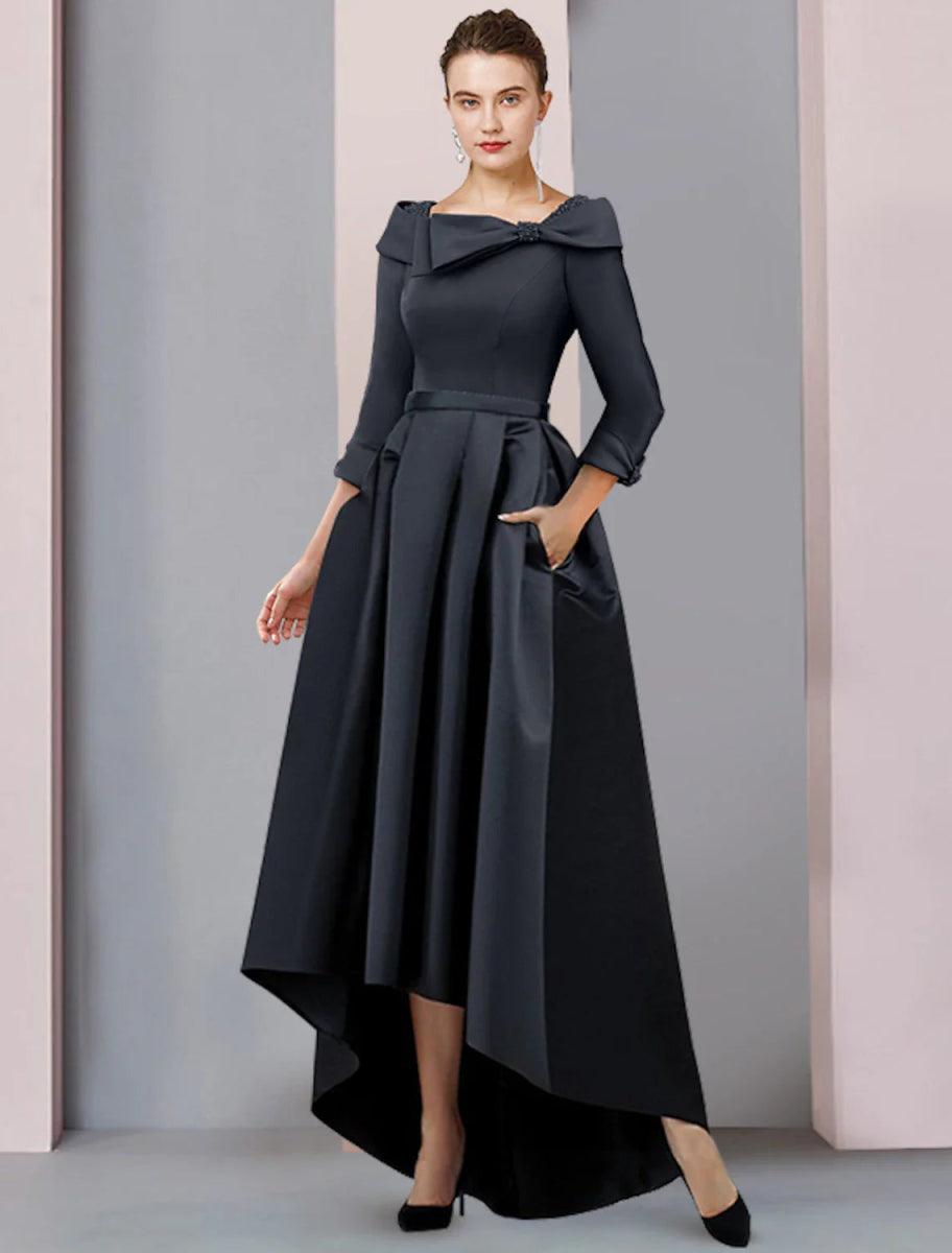 a-line scoop neck asymmetrical satin evening dress Mother of the Bride Wedding Guest Elegant High Low Free People In This LowStock:43642535051315 NO Built Color:Signature Royal