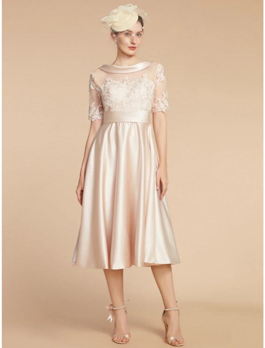 A-Line Mother of the Bride Dress Wedding Guest Elegant Petite Scoop Ne NumberSea A-Line Mother of the Bride Dress Wedding Guest Elegant Petite Scoop Ne NumberSea