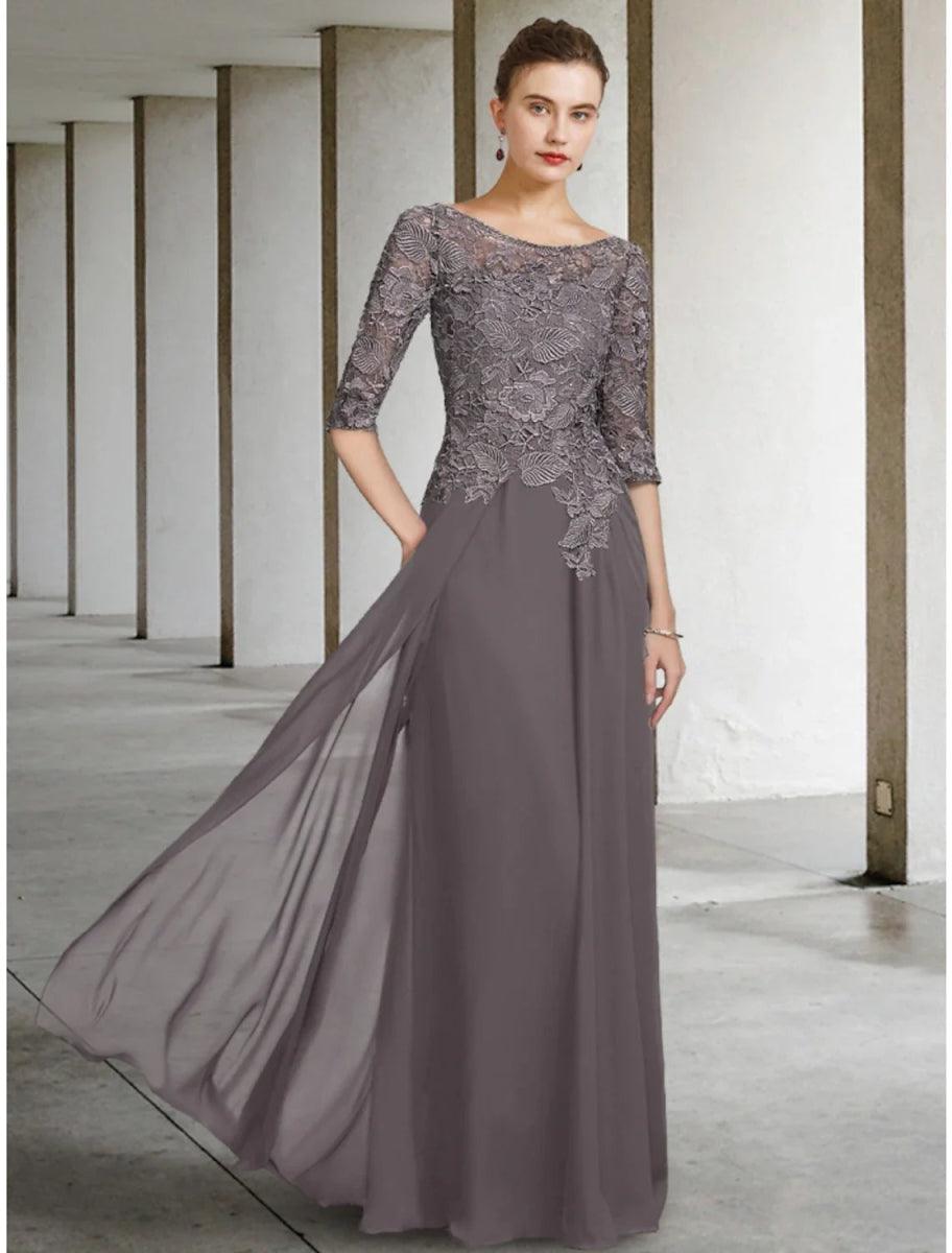 grey long sleeve dress wedding guest Elegant Long Grey Formal Fall Wedding Guest Dress Attire With Sleeves