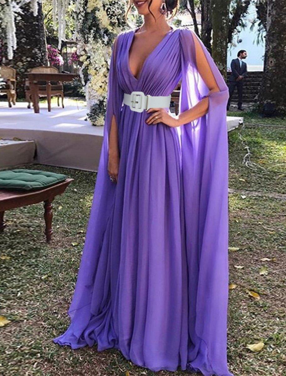 NumberSea-A-Line Wedding Guest Dresses Maxi Dress Wedding Party Dress Black Tie Floor Length Long Sleeve V Neck Fall Wedding Guest Chiffon with Belt NumberSea-A-Line Wedding Guest Dresses Maxi Dress Wedding Party Dress Black Tie Floor Length Long Sleeve V Neck Fall Wedding Guest Chiffon with Belt