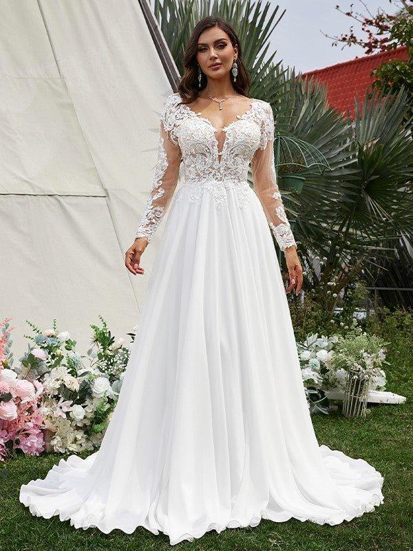 chiffon princess wedding dress Tulle A-line Strapless Princess Wedding Dresses With Lace Appliques, MW1016
